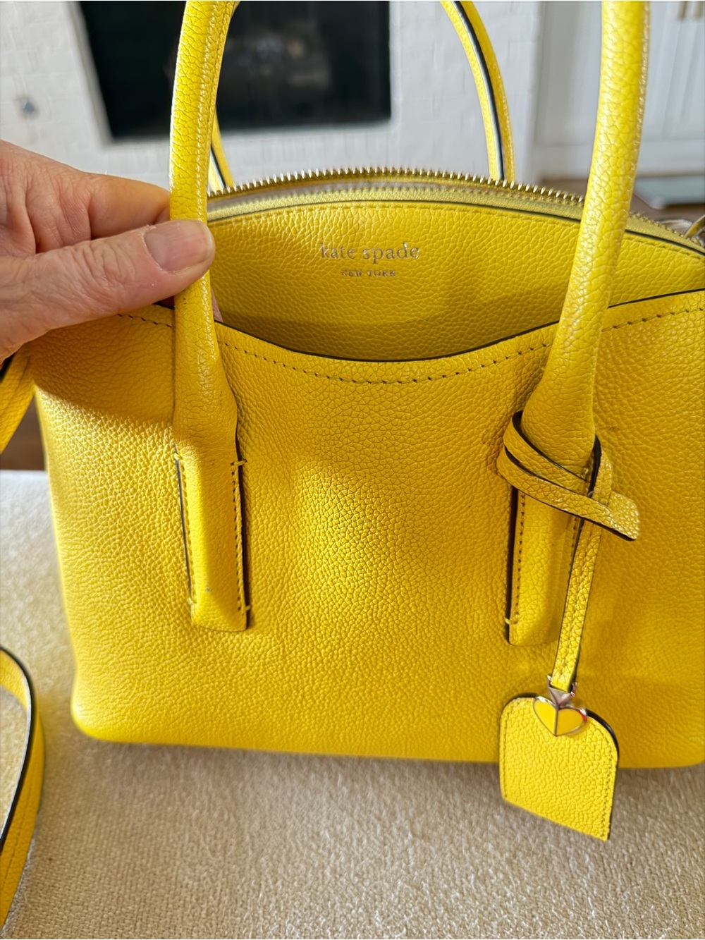 kate spade Bright Yellow Pebbled Leather Satchel with Tag